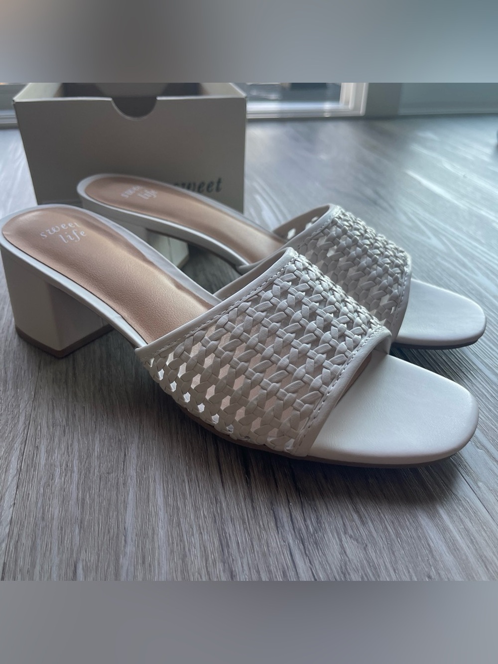 Lux Woven Slide Mules in Cream